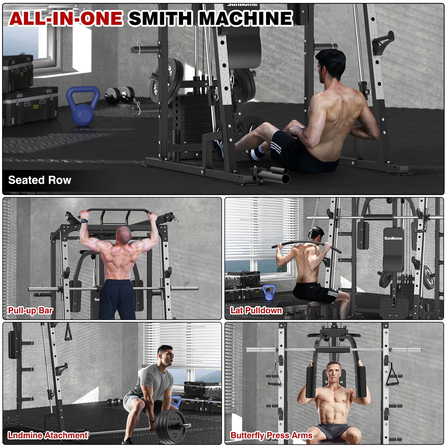 All in One Smith Machine Power Rack（Pro Weight Bench and Plates Optional）